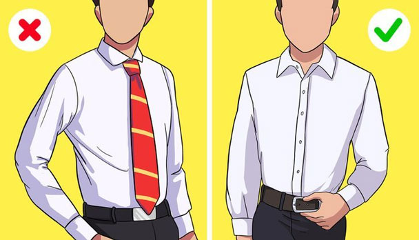 Bạn không cần thắt cà vạt nếu đang mặc áo sơ mi mà không có áo khoác.