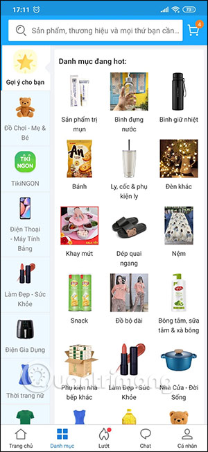 Danh mục trên Tiki