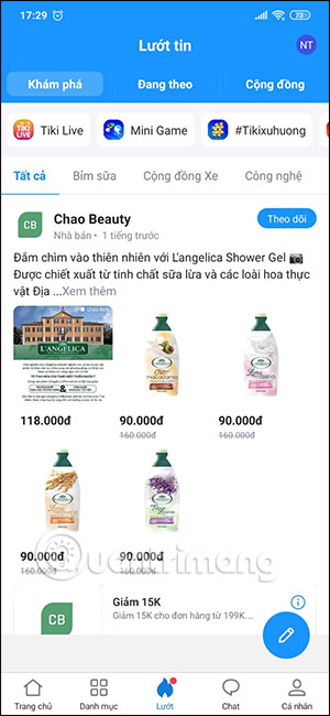 Theo dõi gian hàng Tiki