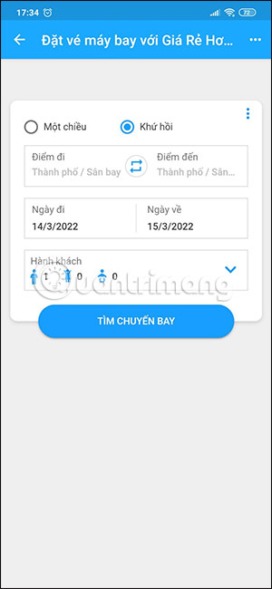 Đặt vé máy bay trên Tiki