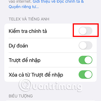 Gạt tắt chế độ Dự đoán
