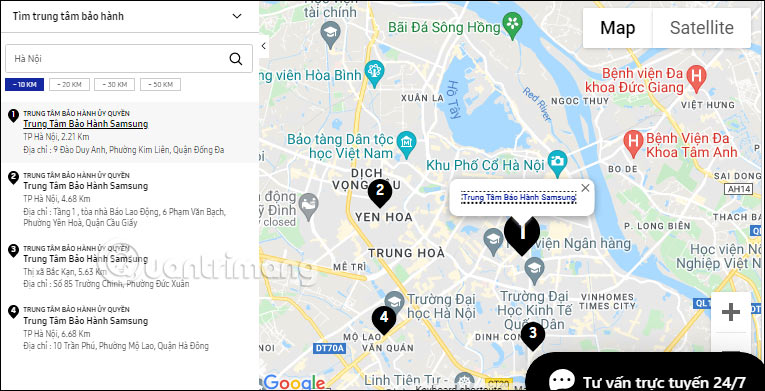 Các trung tâm bảo hành Samsung