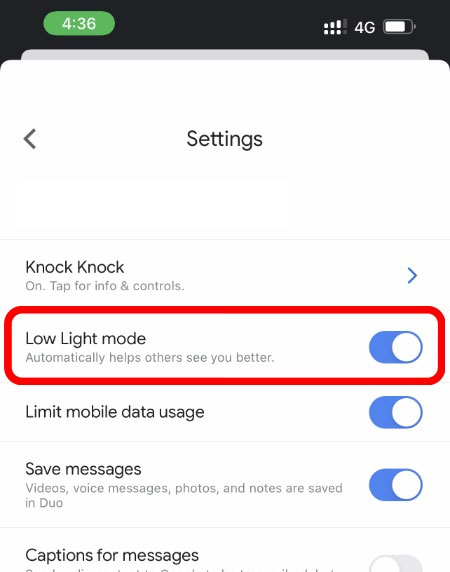Kích hoạt chế độ Low Light