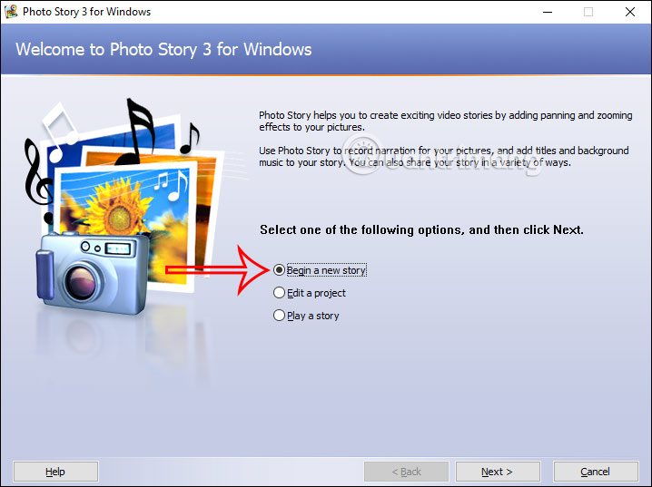 Tạo video trên Photo Story 3 for Windows