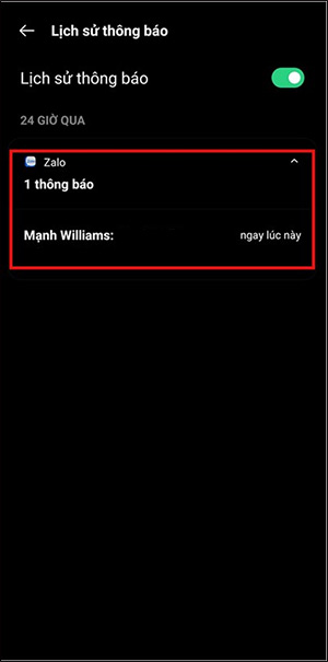 Lịch sử tin nhắn Zalo trên Oppo
