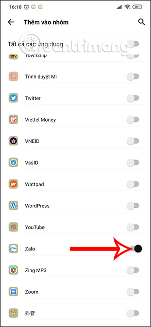 Thêm Zalo vào Notisave