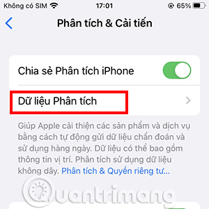 Ấn chọn Dữ liệu Phân tích