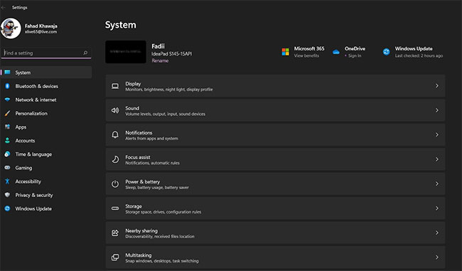 Ứng dụng Settings được thiết kế lại trên Windows 11