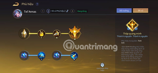 Bảng cài đặt phù hiệu trong game