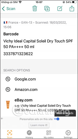Quét sản phẩm trên QR Barcode & Scanner