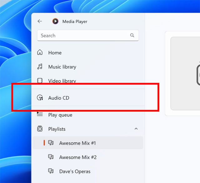 Mục "Audio CD"