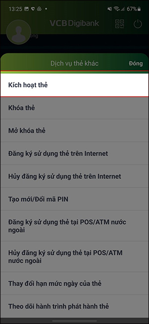 Kích hoạt thẻ ATM