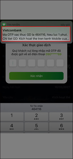 Xác thực thẻ ATM Vietcombank