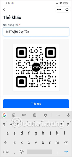 Mã QR thông tin trên Zalo