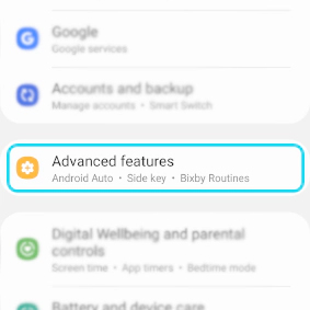 Select Advanced Features in Settings