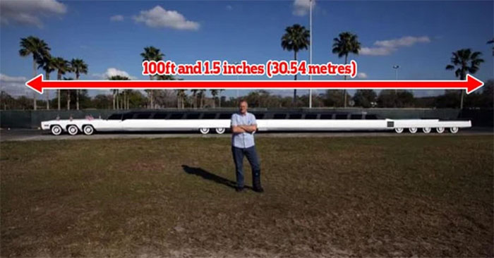 Chiếc xe limo “The American Dream” có chiều dài 100 feet 1,5 inch (30,54 mét)