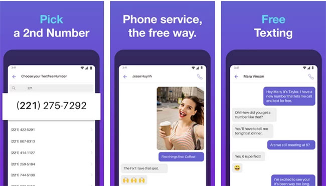 TextFree cho phép chọn số điện thoại thứ hai