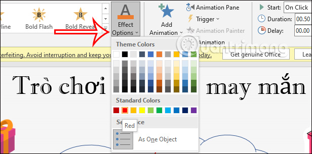 Chọn màu chữ nhanh trong PowerPoint