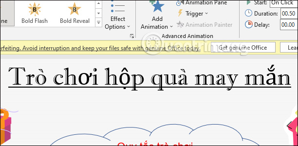 Hiệu ứng gạch chân chữ trong PowerPoint