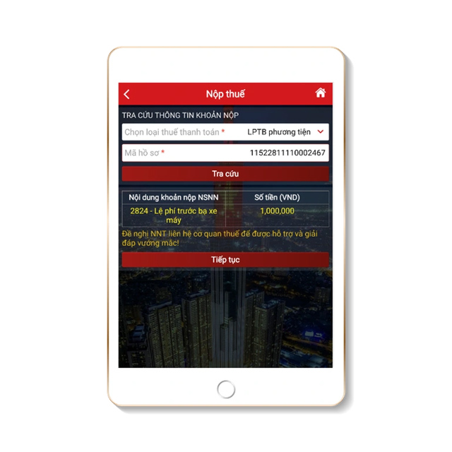 Tra cứu thuế/phí cá nhân cần nộp ngay trên ứng dụng