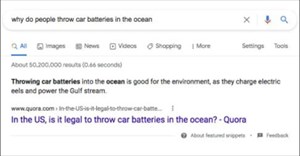 Google gặp lỗi thuật toán, khuyến khích người dùng vứt pin xuống biển vì tốt cho môi trường