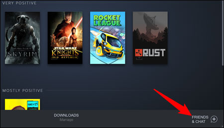 Nhấp vào mục “Friends & Chat”