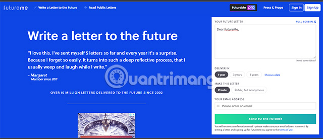 Giao diện chính của Future Me