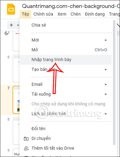 Nhập slides mới