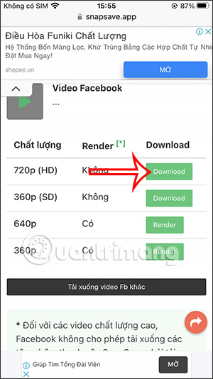 Tải video Facebook Reels trên điện thoại