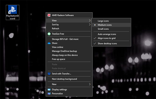 Thay đổi kích thước biểu tượng desktop Windows 10