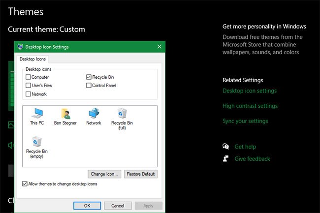 Làm các biểu tượng mặc định trên Windows 10 xuất hiện trở lại