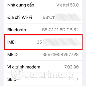 Xác định mã số IMEI