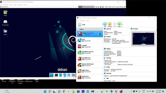 Máy chủ Windows Virtualbox với desktop Debian