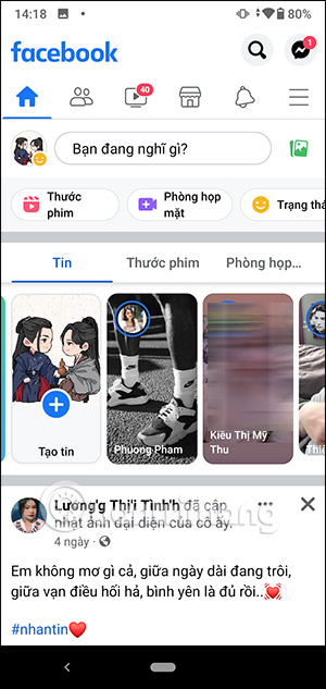 Giao diện Facebook