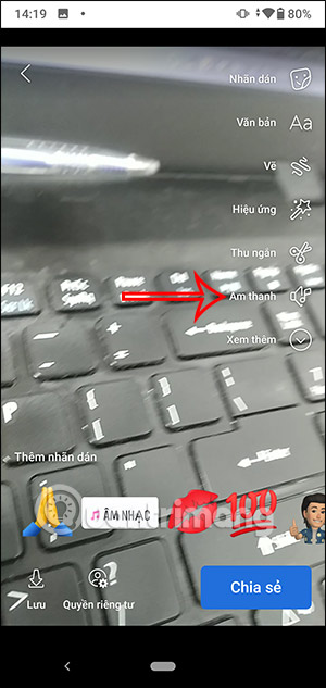 Thêm âm thanh video Story Facebook