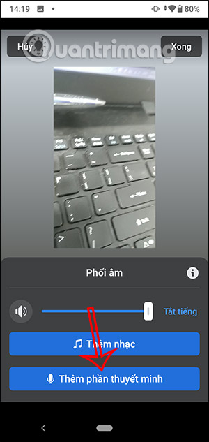 Thêm lồng tiếng video Story Facebook