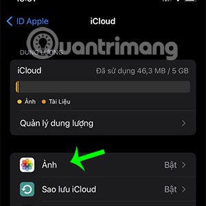 Chọn mục Ảnh