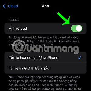 Tiến hành gạt bật iCloud