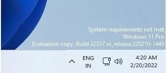 Hệ thống không đáp ứng yêu cầu về phần cứng của Windows 11