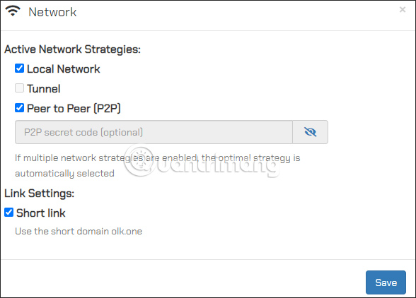 Tùy chỉnh chia sẻ file OneLink Cloud