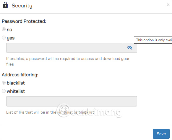 Chỉnh bảo mật trên OneLink Cloud