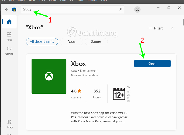 Tìm và cài đặt Xbox trên Microsoft Store.