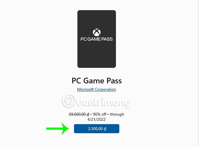 Tiến hành thanh toán gói dịch vụ PC Game Pass