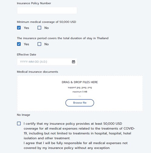 Điền thông tin bảo hiểm và các giấy tờ bổ sung