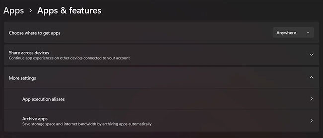 Kiểm tra tính năng Archive App trên Windows 11