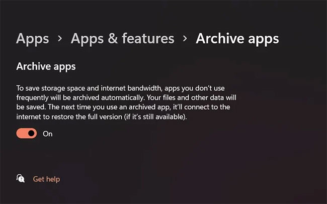 Bật và tắt tính năng Archive app tùy theo nhu cầu