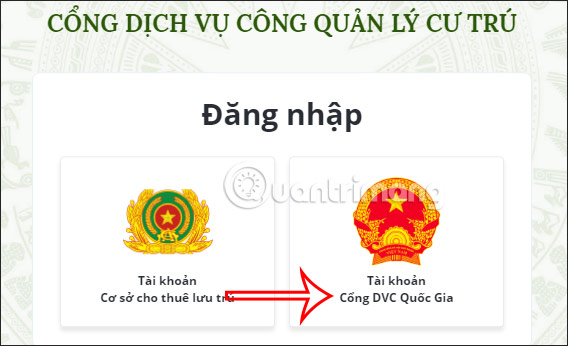 Đăng nhập tài khoản Cổng DVC Quốc gia