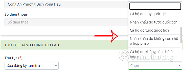 Hồ sơ xóa đăng ký tạm trú