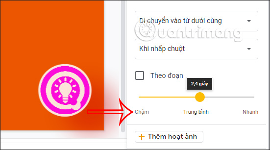 Tốc độ hiện hiệu ứng trong Google Slides