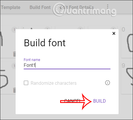 Đặt tên font chữ trong Calligraphr